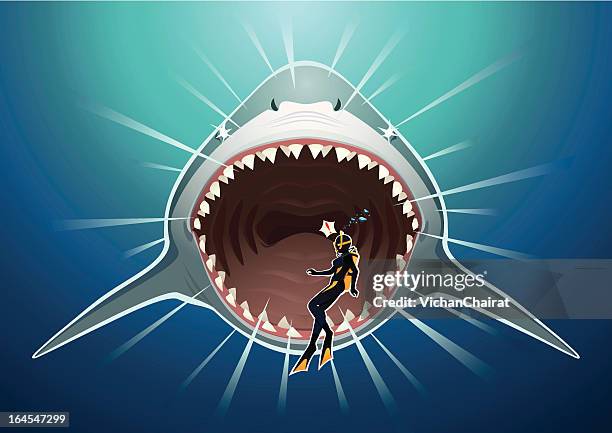 shark attack - bigger stock illustrations