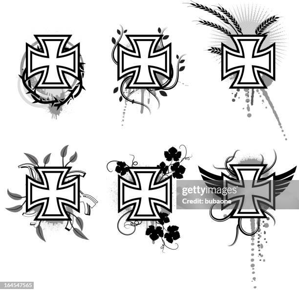 ilustraciones, imágenes clip art, dibujos animados e iconos de stock de colección grunge negro cruzado & conjunto de iconos de vector blanco - episcopalismo