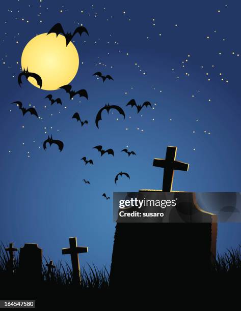 halloween night background from the graveyard - japanese maple tree stock illustrations