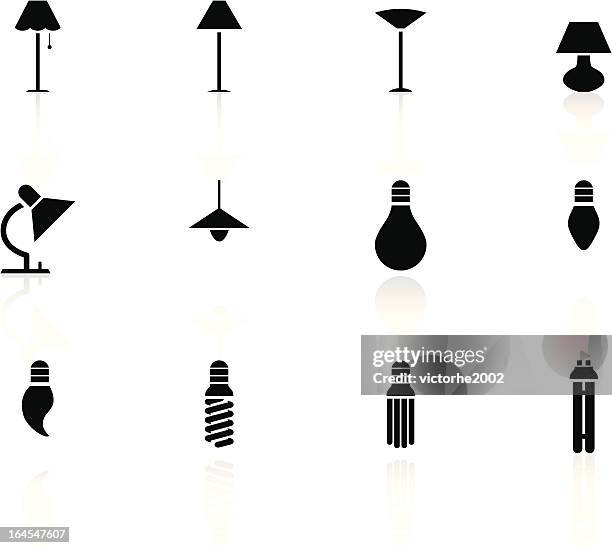 ilustraciones, imágenes clip art, dibujos animados e iconos de stock de iconos en blanco y negro de luces - luz colgante