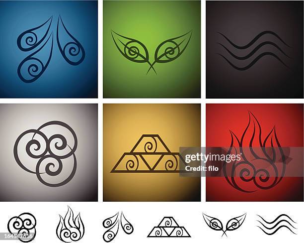 elemental symbole - die vier elemente stock-grafiken, -clipart, -cartoons und -symbole