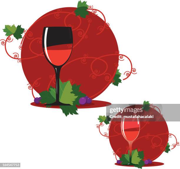 red wine - grape leaf stock illustrations