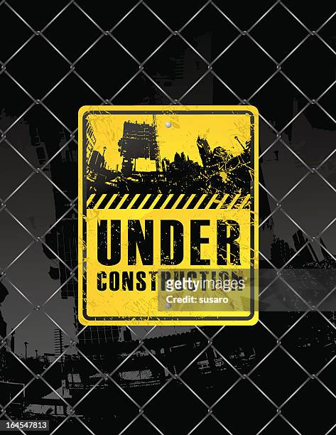 grunge construction sign - weathered filter stock illustrations