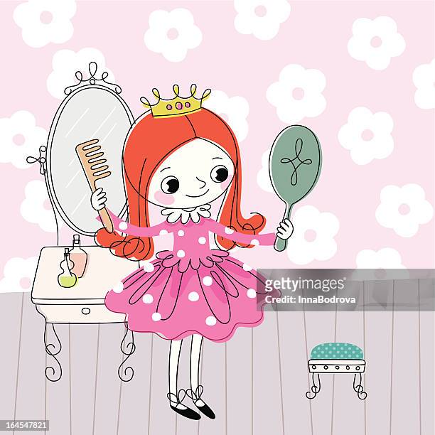 little princess dresses up. - the fairy queen stock illustrations