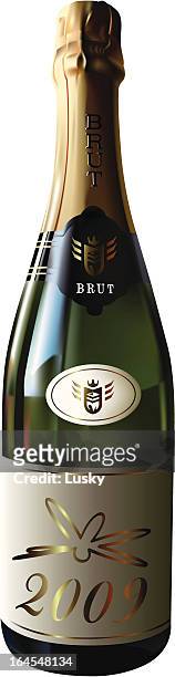 bottle of 2009 - champagne bottle isolated stock illustrations
