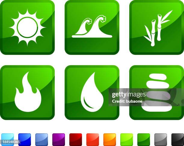 zen and nature elements royalty free vector icon set stickers - tibetan buddhism stock illustrations