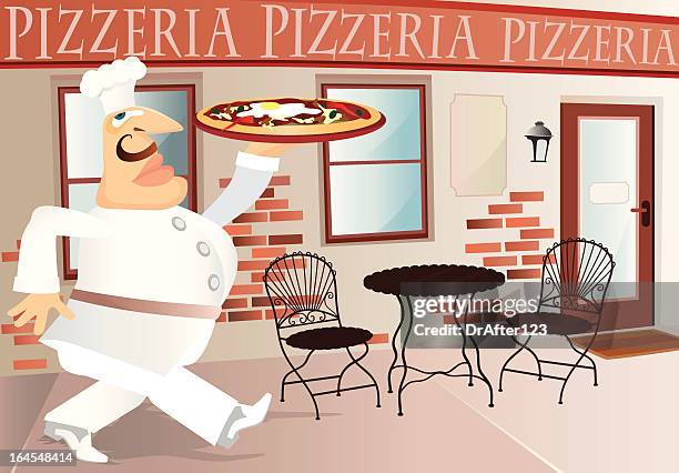 pizza head cook - chef coking egg stock illustrations