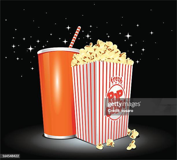 perfect combo - popcorn box white background stock illustrations