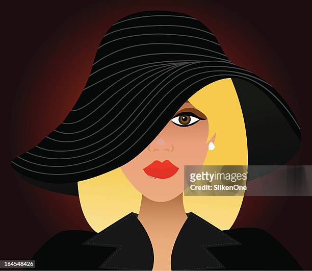 floppy hat - at new york fashion week powered by art hearts fashion nyfw stock illustrations