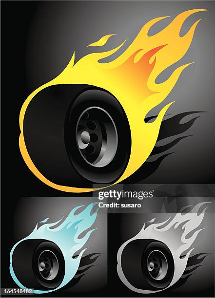 ilustraciones, imágenes clip art, dibujos animados e iconos de stock de rueda de fuego - hot wheels flames