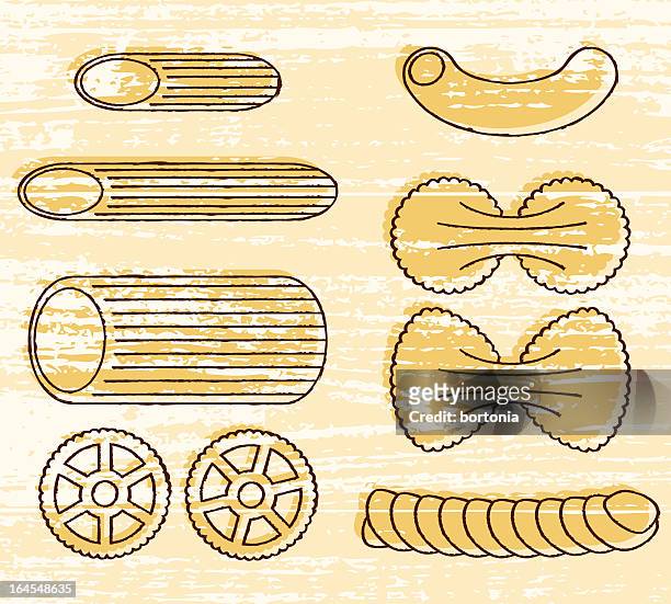 pasta shapes icon set - macaroni stock illustrations