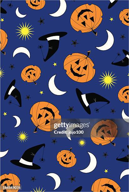 halloween repeat print - half moon stock illustrations
