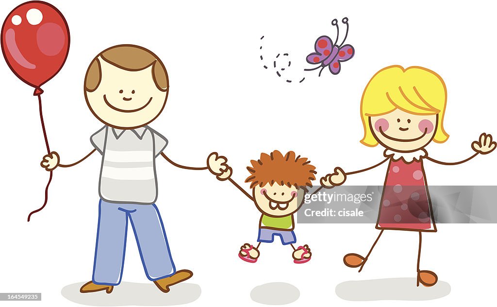 Son With Mother And Father Cartoon Illustration High-Res Vector Graphic -  Getty Images
