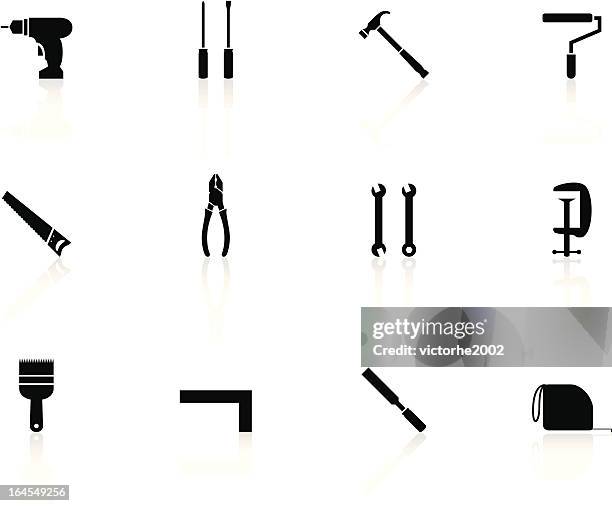 black n white icons - work tools - clamp stock illustrations