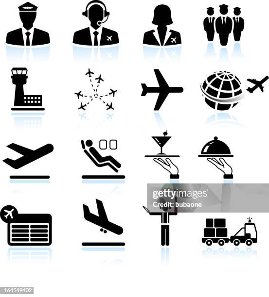 airport air travel und geschäftsreise lizenzfreie vektor-icons - airport stock-grafiken, -clipart, -cartoons und -symbole