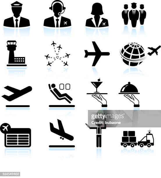 ilustrações, clipart, desenhos animados e ícones de aeroporto de viagens aéreas e viagem de negócios vetor ícones royalty free - tripulação de bordo