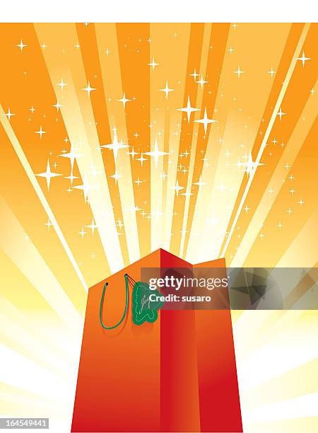 weihnachts-shopping bag - licht von unten stock-grafiken, -clipart, -cartoons und -symbole