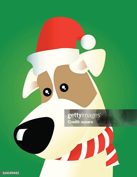 santa dog - curious face stock illustrations