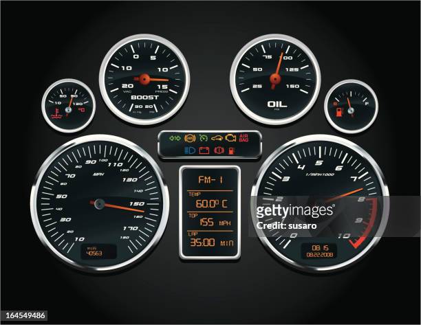 sport car tachometer - anzeigeinstrument stock-grafiken, -clipart, -cartoons und -symbole