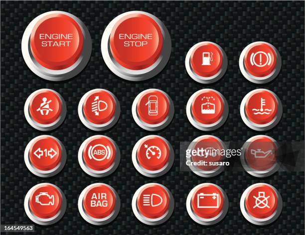 automobile buttons - start or stop button stock illustrations