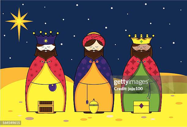 ilustraciones, imágenes clip art, dibujos animados e iconos de stock de three kings en el cielo nocturno - personas leyendo la biblia