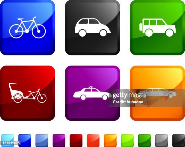 city ground transportation royalty free vector icon set stickers - trishaw stock illustrations