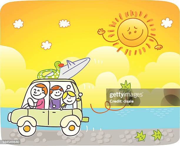 goodbye to summer cartoon - husband leaving stock illustrations