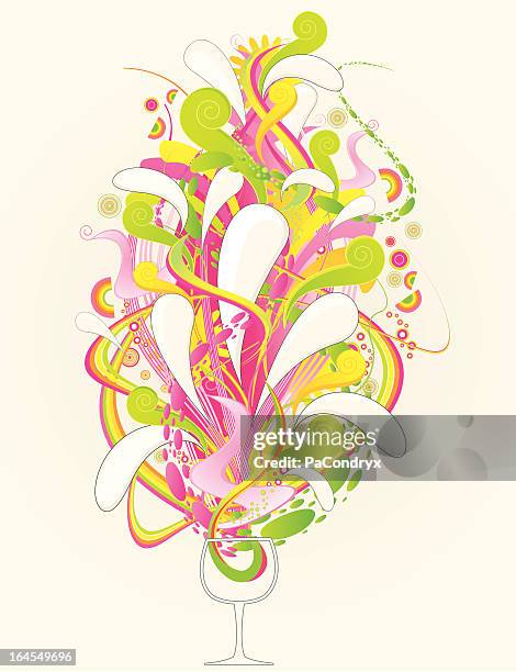 fantasy drink - exploding glass stock illustrations