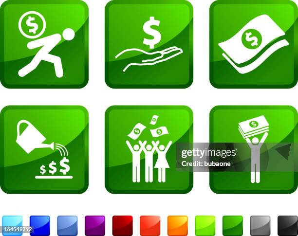 financial motif icons in square buttons - financial freedom stock illustrations