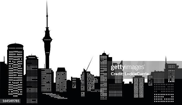 stockillustraties, clipart, cartoons en iconen met a vector silhouette of auckland city skyline - auckland skyline