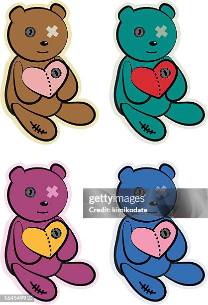 toy bear with heart - child hugging teddy bear stock illustrations