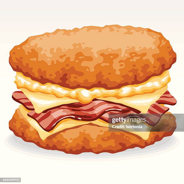 sandwich with fried chicken as a bun - chicken fillet stock illustrations