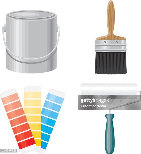 home decor icon set - paint pot stock illustrations