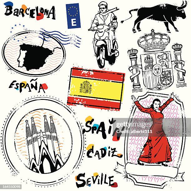 kingdom of spain - seville dancing stock illustrations