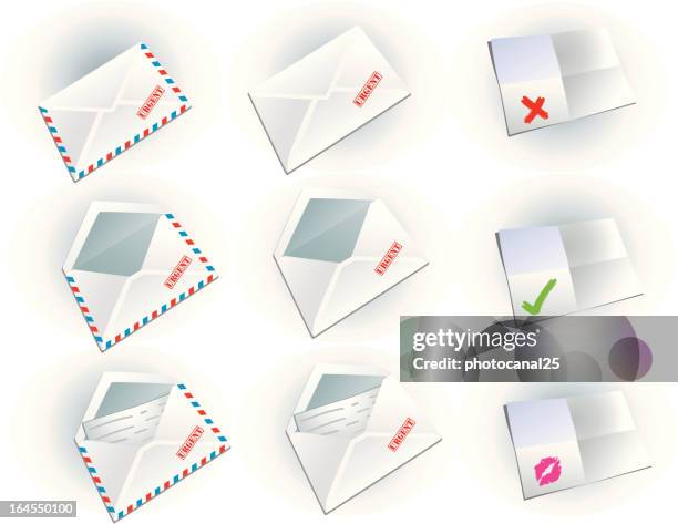 documents & envelopes icon set - priority mail stock illustrations