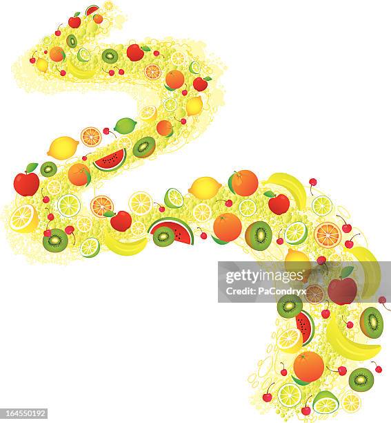fruit sparkling juice element - explosion of apples stock illustrations