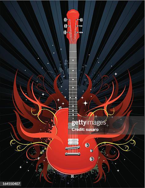 gitarre-kunst - rockmusik stock-grafiken, -clipart, -cartoons und -symbole