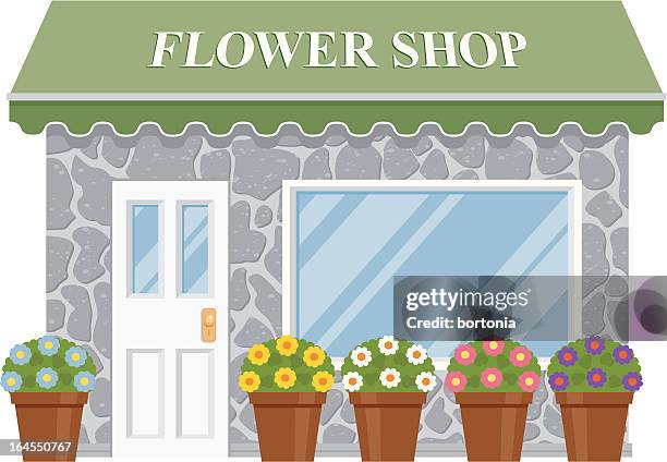 flower shop - shop window stock illustrations