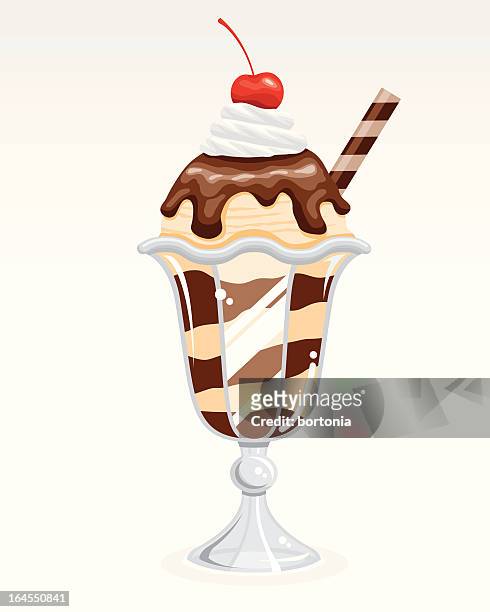 stockillustraties, clipart, cartoons en iconen met chocolate sundae - whipped cream
