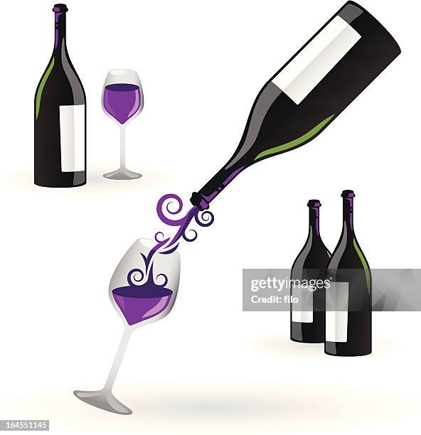 wine elements - red wine pour stock illustrations