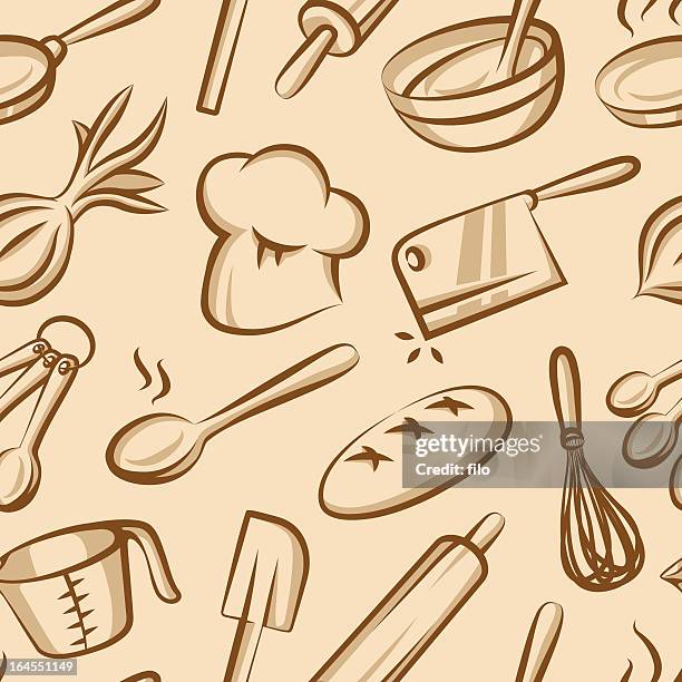 seamless cooking and baking background - mixing bowl stock illustrations