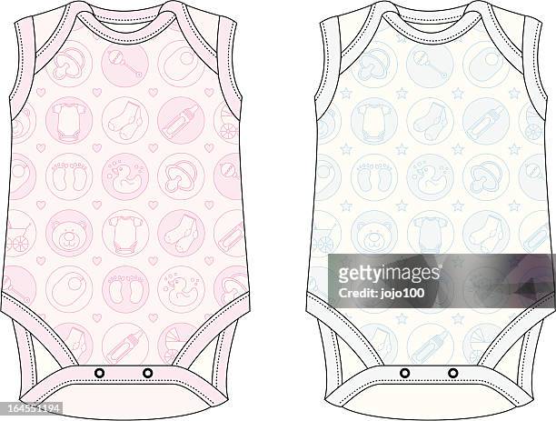 ilustrações, clipart, desenhos animados e ícones de bebê sleepsuit moda estampa plana - macacão de bebê
