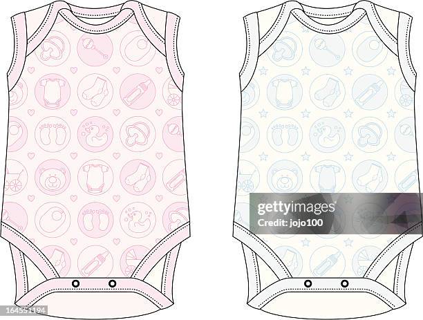 bildbanksillustrationer, clip art samt tecknat material och ikoner med baby print sleepsuit fashion flat - sparkdräkt