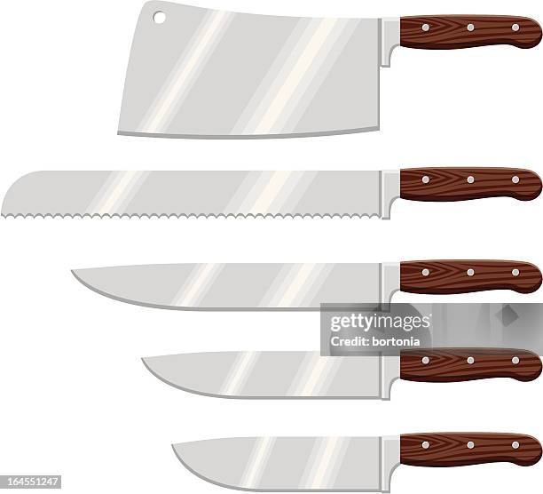 knife set icons - bread knife stock illustrations