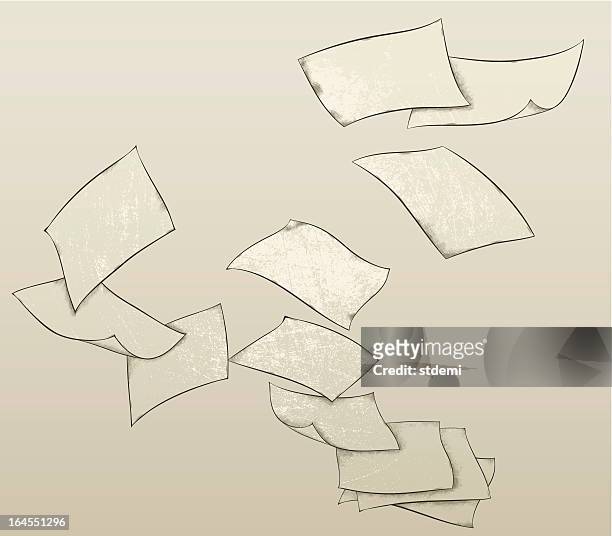 flying paper sheets - paper flying stock illustrations