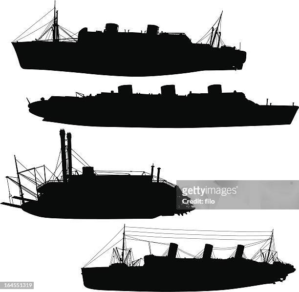 historical steam ships - steamboat stock illustrations
