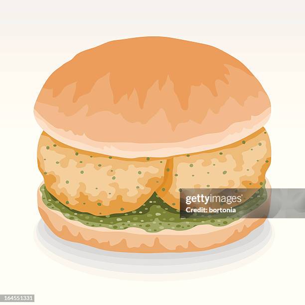 vada pav sandwich - falafel stock illustrations