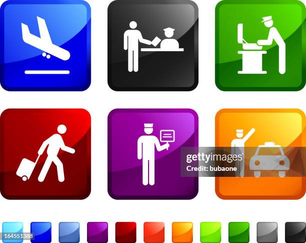 airport arrival security check royalty free vector icon set - security check stock illustrations