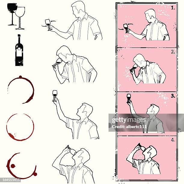 now thats high quality vino! - wine tasting stock illustrations