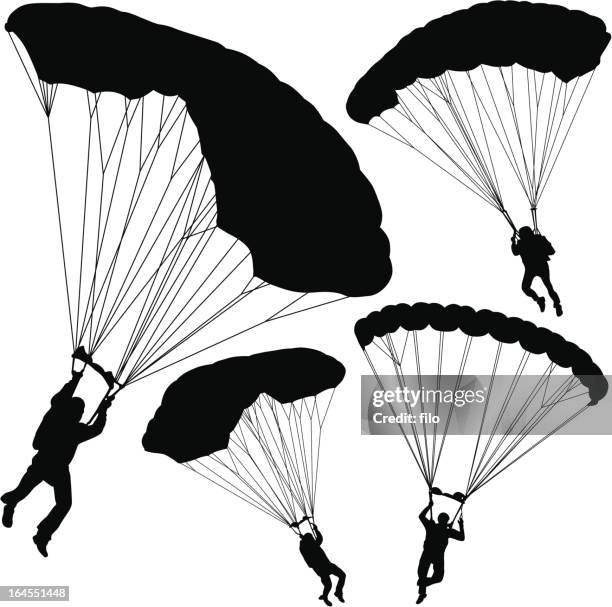 parachuting - sky diving stock illustrations